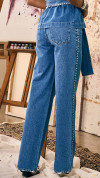 CALÇA JEANS WIDE LEG TACHAS