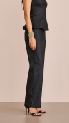 CALÇA JEANS RESINADA WIDE LEG PRETA