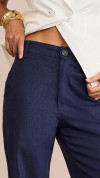 CALÇA LINHO WIDE LEG ALFAIATARIA AZUL