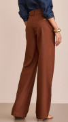 CALÇA LINHO WIDE LEG ALFAIATARIA MARROM
