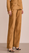 CALÇA LINHO WIDE LEG ALFAIATARIA CARAMELO