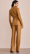 CALÇA LINHO WIDE LEG ALFAIATARIA CARAMELO