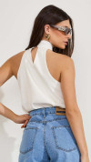 BLUSA GOLA ALTA ELEGANCE OFF WHITE
