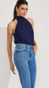 BLUSA GOLA ALTA ELEGANCE AZUL