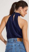 BLUSA GOLA ALTA ELEGANCE AZUL