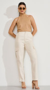 BLUSA GOLA ALTA ELEGANCE BEGE