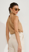 BLUSA GOLA ALTA ELEGANCE BEGE
