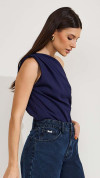 BLUSA OMBRO SÓ ELEGANCE AZUL