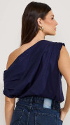 BLUSA OMBRO SÓ ELEGANCE AZUL