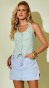 BLUSA FRENTE ÚNICA ELEGANCE VERDE MENTA