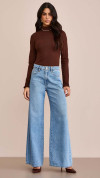 BLUSA MALHA GOLA ALTA MARROM