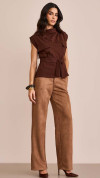 BLUSA DRAPEADA COM CINTO MARROM