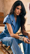 BLUSA JEANS ENVELOPE COM CINTO
