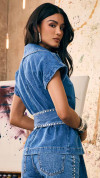 BLUSA JEANS ENVELOPE COM CINTO
