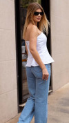 BLUSA STRAPLESS DE SARJA BRANCA COM ELÁSTICO