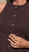 BLUSA SARJA PEPLUM MARROM