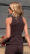 BLUSA SARJA PEPLUM MARROM