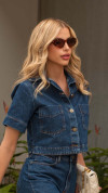 CAMISA JEANS CROPPED BOLSOS