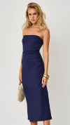 VESTIDO DE LINHO MIDI ELEGANCE AZUL