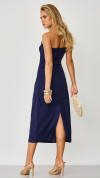 VESTIDO DE LINHO MIDI ELEGANCE AZUL