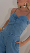 MACACÃO JEANS COM PREGAS