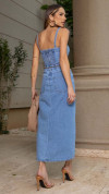 VESTIDO JEANS MIDI COM FENDA FRONTAL