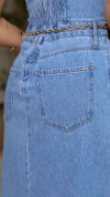 VESTIDO JEANS MIDI COM FENDA FRONTAL