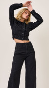 JAQUETA JEANS CROPPED PRETA
