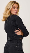 JAQUETA JEANS CROPPED PRETA