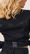 JAQUETA JEANS CROPPED PRETA