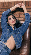 JAQUETA CROPPED JEANS MÉDIO CÓS LARGO
