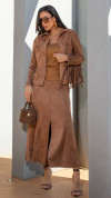 JAQUETA SUEDE COM FRANJAS MOCHA MOUSSE