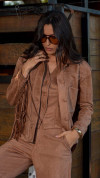 JAQUETA SUEDE COM FRANJAS MOCHA MOUSSE