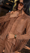 JAQUETA SUEDE COM FRANJAS MOCHA MOUSSE