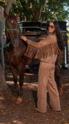 JAQUETA SUEDE COM FRANJAS MOCHA MOUSSE
