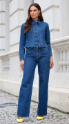 CALÇA JEANS WIDE LEG PREGA