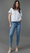 CALÇA JEANS CIGARRETE BARRA DESFIADA