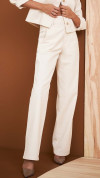 CALÇA JEANS WIDE LEG OFF WHITE RECORTES