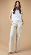CALÇA JEANS WIDE LEG OFF WHITE RECORTES