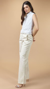 CALÇA JEANS WIDE LEG OFF WHITE RECORTES