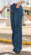 CALÇA JEANS WIDE LEG ESCURA