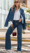 CALÇA JEANS WIDE LEG ESCURA