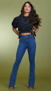 CALÇA FLARE FEMININA JEANS MEDIO - GLISS