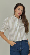CAMISA MANGA CURTA LISTRADA NATURAL