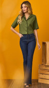 CALÇA FLARE CINTURA ALTA ESCURA