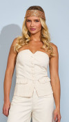 STRAPLESS WHITE DENIM COM LAPELA