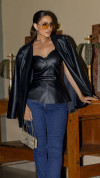 BLAZER ALONGADO COURO SINTETICO PRETO