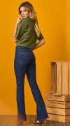 CALÇA FLARE CINTURA ALTA ESCURA