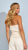 STRAPLESS WHITE DENIM COM LAPELA