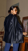 BLAZER ALONGADO COURO SINTETICO PRETO